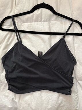 Victoria's Secret Black Ribbed crop top with Thin Straps